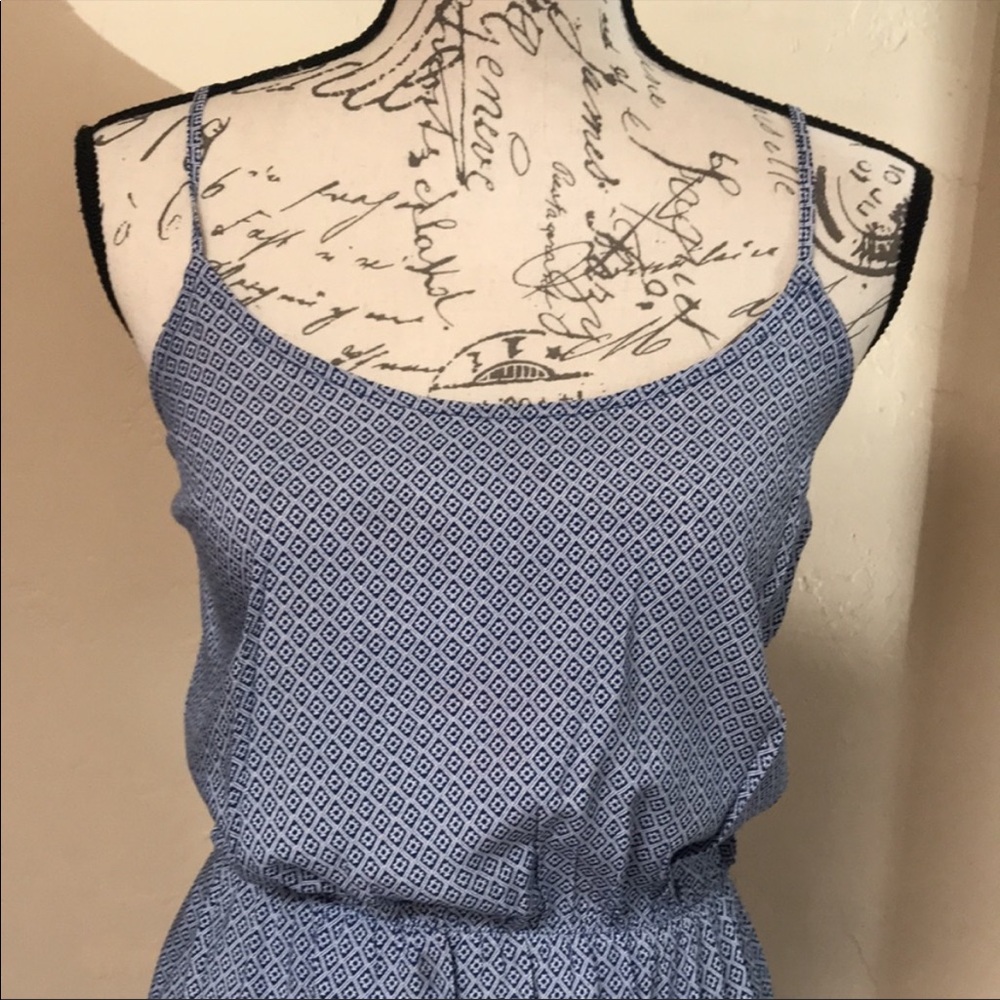 Blue & White Patterned Spaghetti Strap Dress - image 2